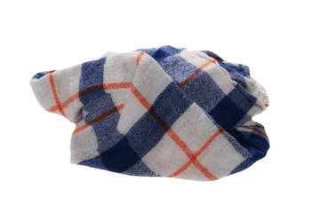 blue white checkered dishcloth, cloth isolated on white background