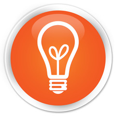 Bulb icon orange glossy round button