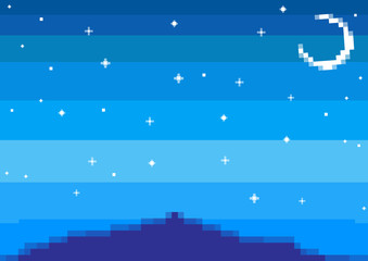 pixel art night sky with the moon