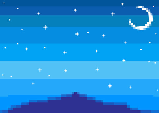 Pixel Art Night Sky With The Moon