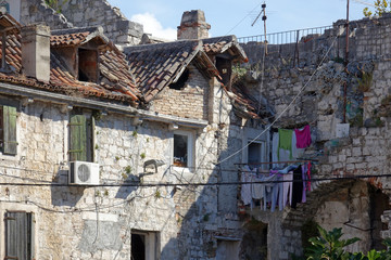 Dilapidated buildings in Diocletian's palace,Split,Croatia.