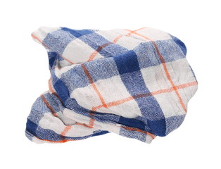 blue white checkered dishcloth, cloth isolated on white background