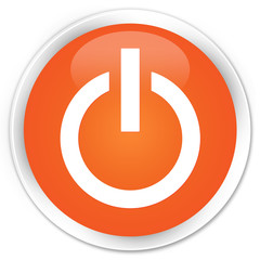Power icon orange glossy round button