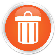 Recycle bin icon orange glossy round button