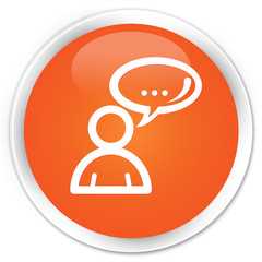 Social network icon orange glossy round button