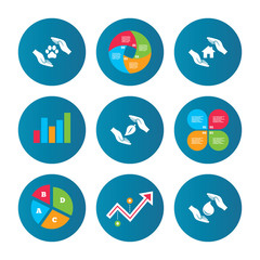 Hands insurance icons. Save water and nature.