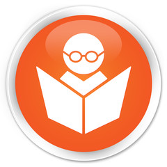 Elearning icon orange glossy round button