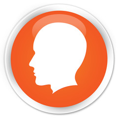 Head (male face) icon orange glossy round button