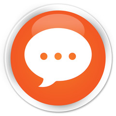 Conversation icon orange glossy round button