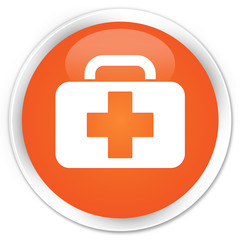Obraz premium Medical bag icon orange glossy round button