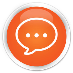 Talk bubble icon orange glossy round button