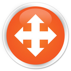 Move icon orange glossy round button