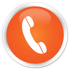 Phone icon orange glossy round button