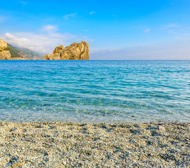 coastal landscape with blue sea and beautiful cliffs