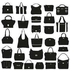 Collection of fashionable handbags
