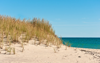 Desolate beach and sand dunes on a barrier island in the north Atlantic