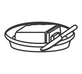 food plate with butter and knife icon. breakfast foodb