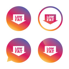 Low fat sign icon. Salt, sugar food symbol.