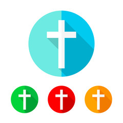 Obraz premium Set of colored christian cross icons. Vector illustration.