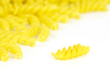 Fusulli Pasta Isolated on White Background.