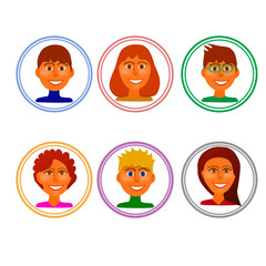 Set of avatars tanned peoples.
