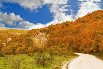 Koukouli village in Zagori epirus Ioannina Greece , autumn 