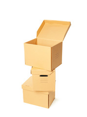 Cardboard boxes isolated over white background