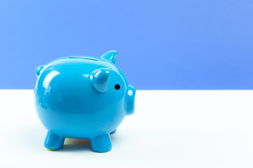 Blue piggy bank or money box