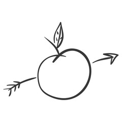 apple fruit icon with arrow decoration over white background. vector illustration