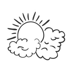 silhouette of sun and clouds icon. draw and sketch design. vector illustration