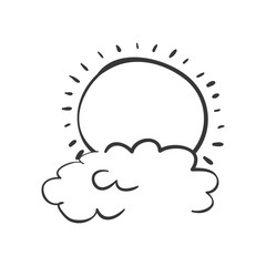 silhouette of sun and clouds icon. draw and sketch design. vector illustration