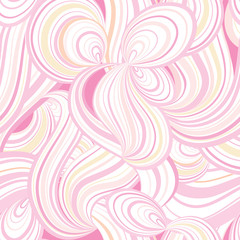 Abstract wave line and loops seamless pattern. Swirl wavy ornament Chaotic motion 