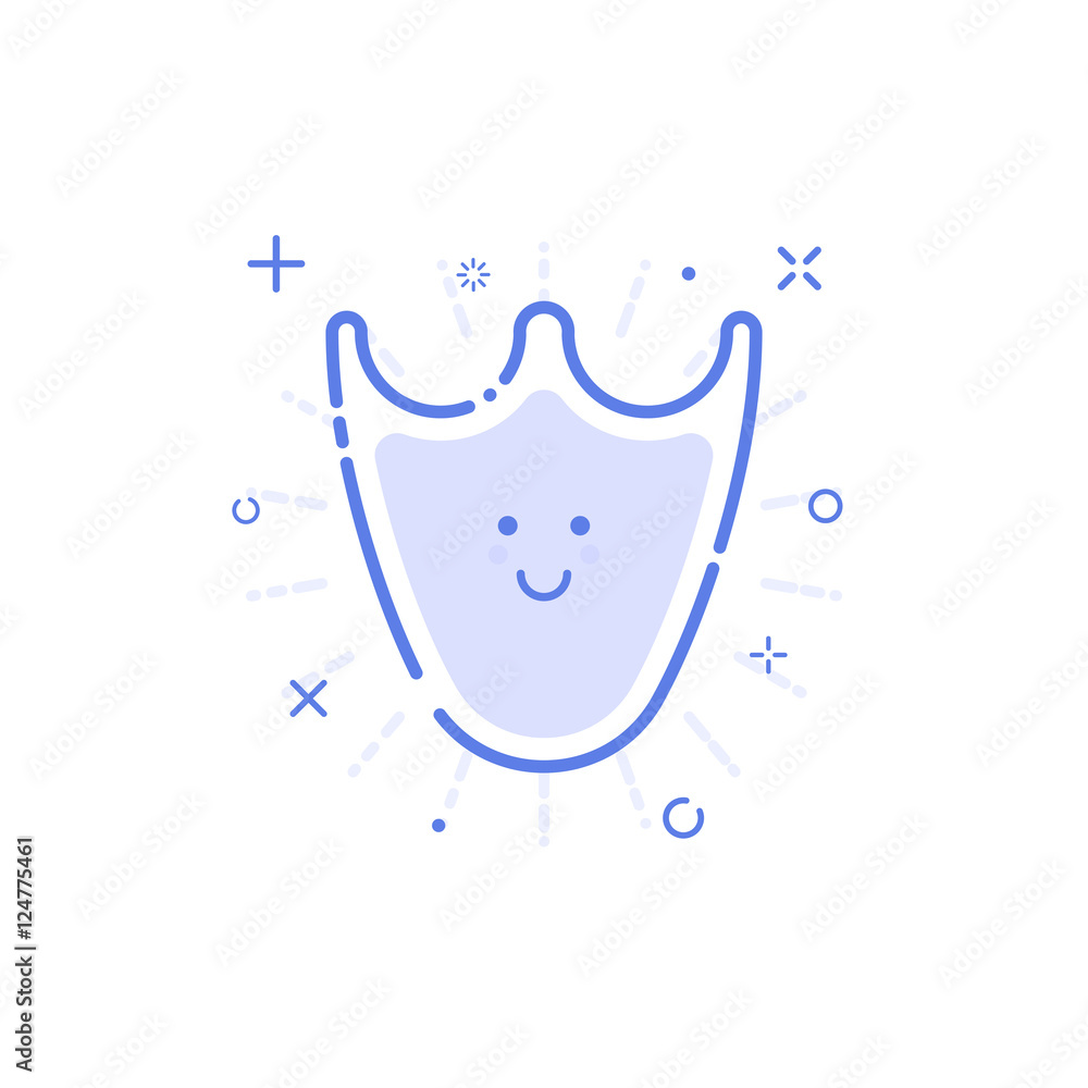 Poster vector illustration of icon shopping concept web protected in line style. linear blue shield with cu