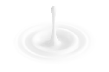 milk or white liquid drop, ripple surface. Cream circle with falling drip. Yogurt wave made by gradient mesh tool. isolated. vector. 3d illustration.