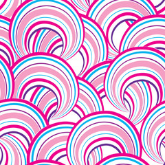 Abstract geometric striped circle seamless pattern. Bubble ornament. Ornamental background