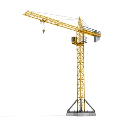 Fotobehang Rendering of yellow tower crane full-height isolated on the white background. © gearstd
