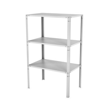 Rendering of three-storey light metal rack isolated on the white background.