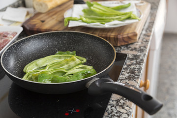 frying peppers in the kitchen