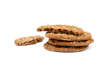 Healthy cereal bread isolated on white background