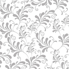 vintage leaves on silver color decoration and white background. vector illustration