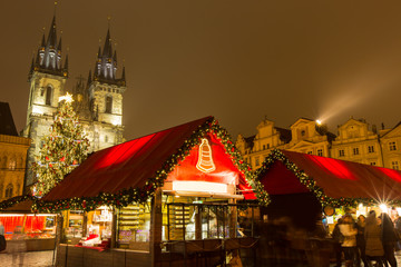 Old town square in Prague at Christmass time.