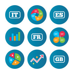 Language icons. IT, ES, FR and GB translation.