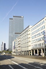 street view in Frankfurt, Germany. It's the largest city in the German state of Hessen and the fifth-largest city in Germany