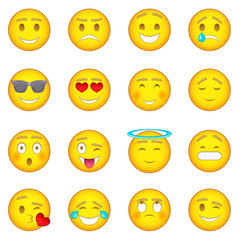 Smiles icons set. Cartoon illustration of 16 smiles vector icons for web