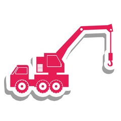 pink crane truck pictogram icon image vector illustration design 