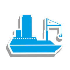 blue cargo ship icon pictogram image vector illustration design 