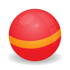 Image of Child ball of red color with a yellow stripe in the middle