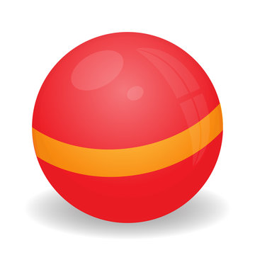 Image Of Child Ball Of Red Color With A Yellow Stripe In The Middle