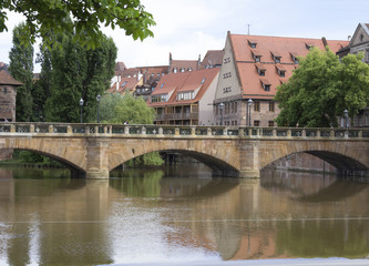 Fototapeta na wymiar Nuremberg, Germany old town on the Pegnitz River.