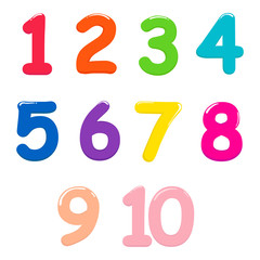 Colorful bright numbers for children from one to ten
